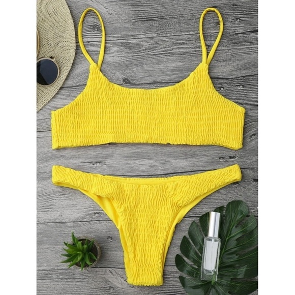 Zaful Cami Smocked Bikini Top & Bottoms - Picture 2 of 9